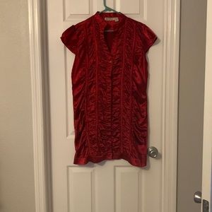 Red button down dress